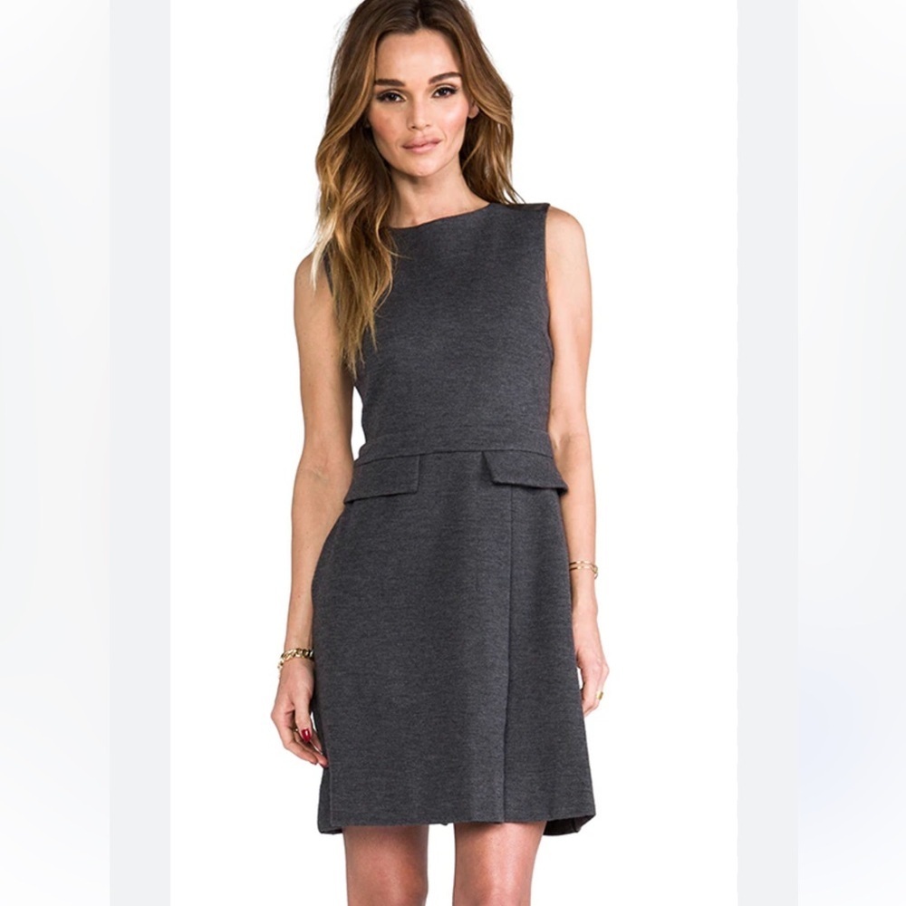 Marc By Marc Jacobs Leather Wool Sleeveless Gray Dress sz S